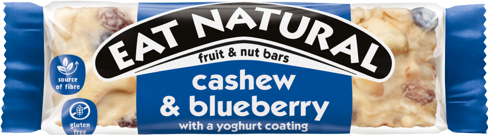 EAT NATURAL Cashew & Blueberry Bar with Yoghurt Coating 40g (Pack of 12)
