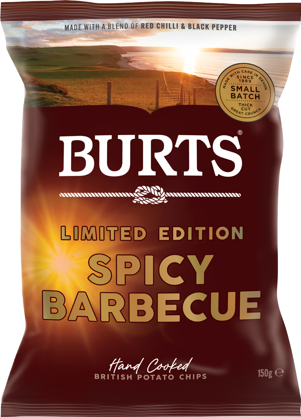 BURTS Potato Chips - Spicy Barbecue 150g Pack of 10