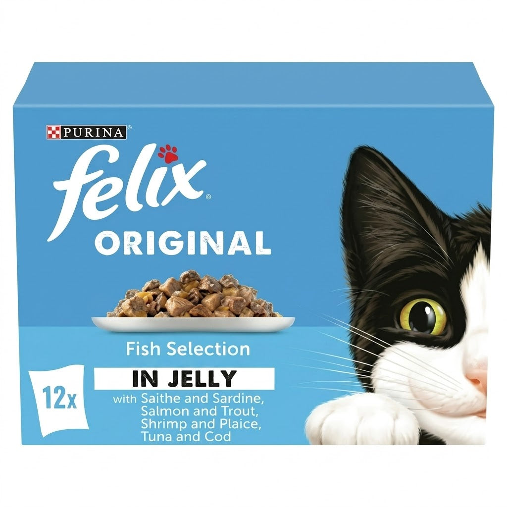 Felix Original Fish Selection in Jelly 12 x 85g (Pack of 4)