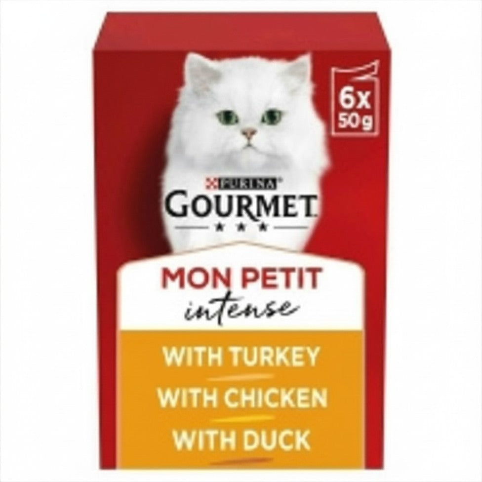 GOURMET Mon Petit Meaty Variety Duck, Chicken, Turkey Wet Cat Food 6x50g (Pack of 8)