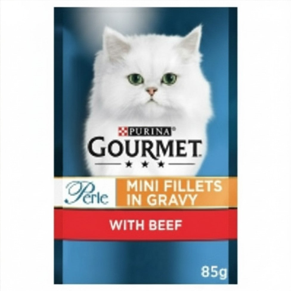 Gourmet Perle Mini Fillets in Gravy with Beef 85g (Pack of 26)