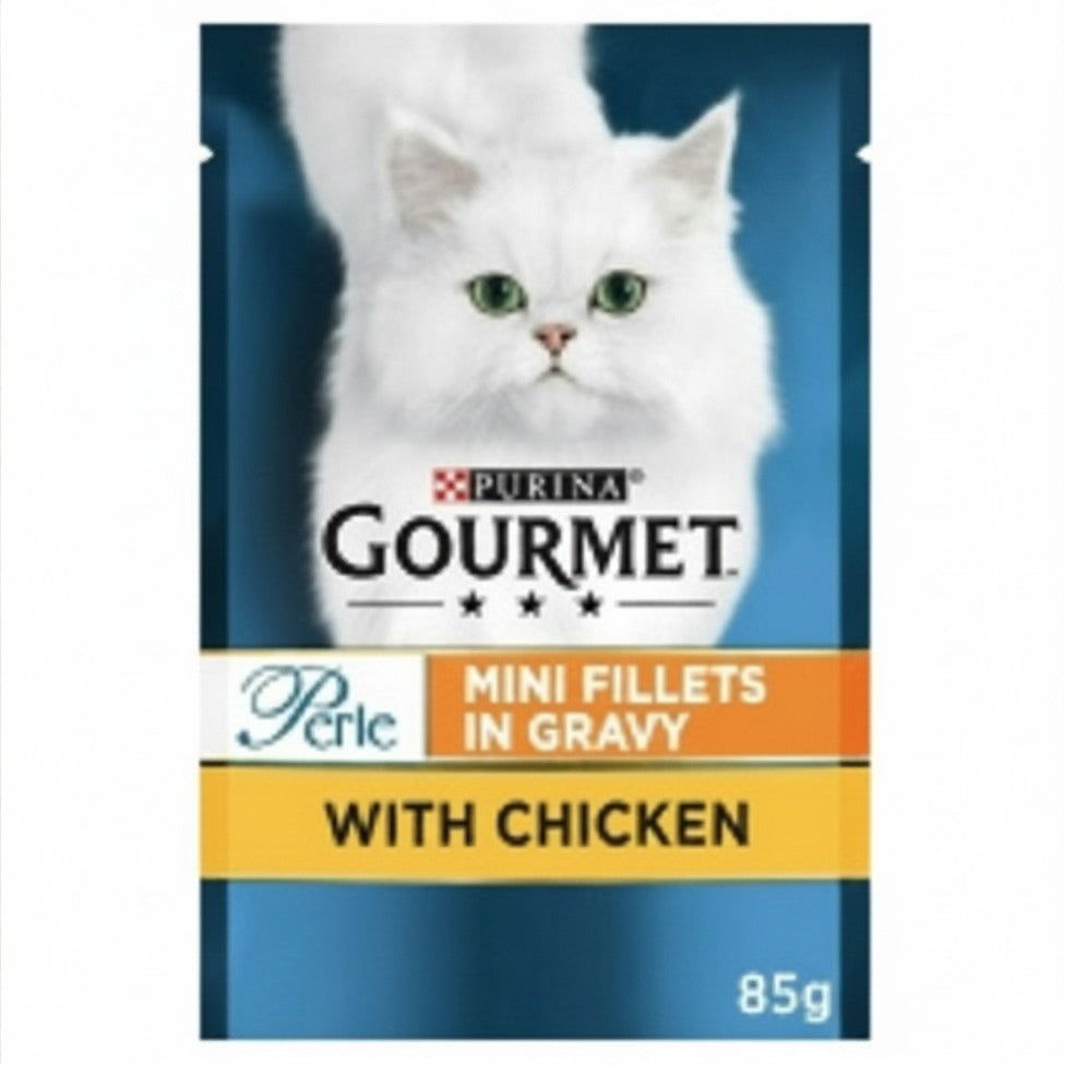 Gourmet Perle Mini Fillets in Gravy with Chicken 85g (Pack of 26)