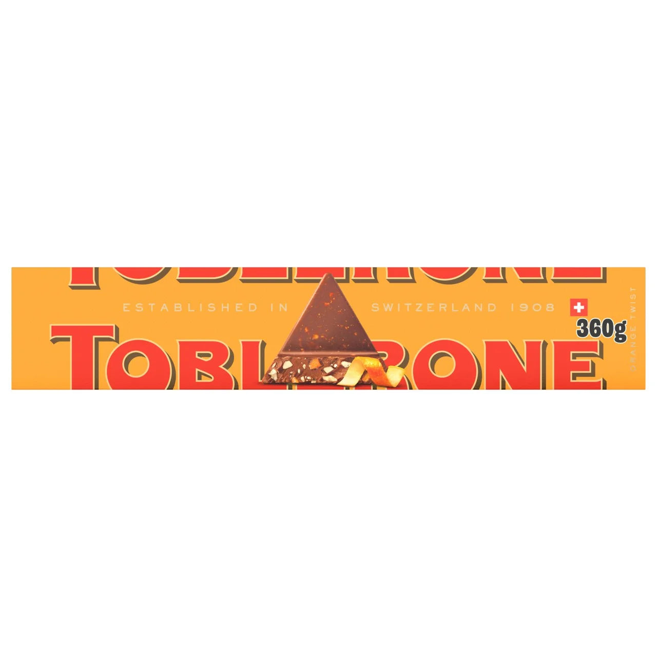 Toblerone Orange Twist with Honey & Almond Nougat Chocolate Bar 360g (Pack of 1)
