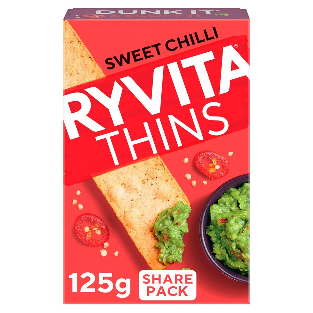Ryvita Thins Sweet Chilli Flatbread Crackers 125g (Pack of 6)