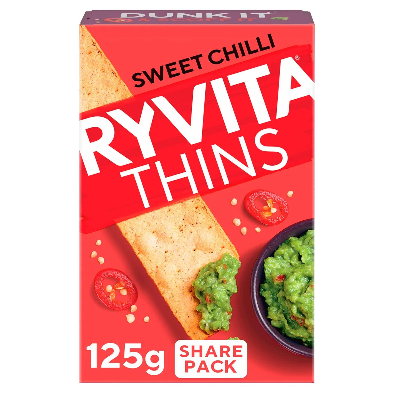 Ryvita Thins Sweet Chilli Flatbread Crackers 125g (Pack of 6)