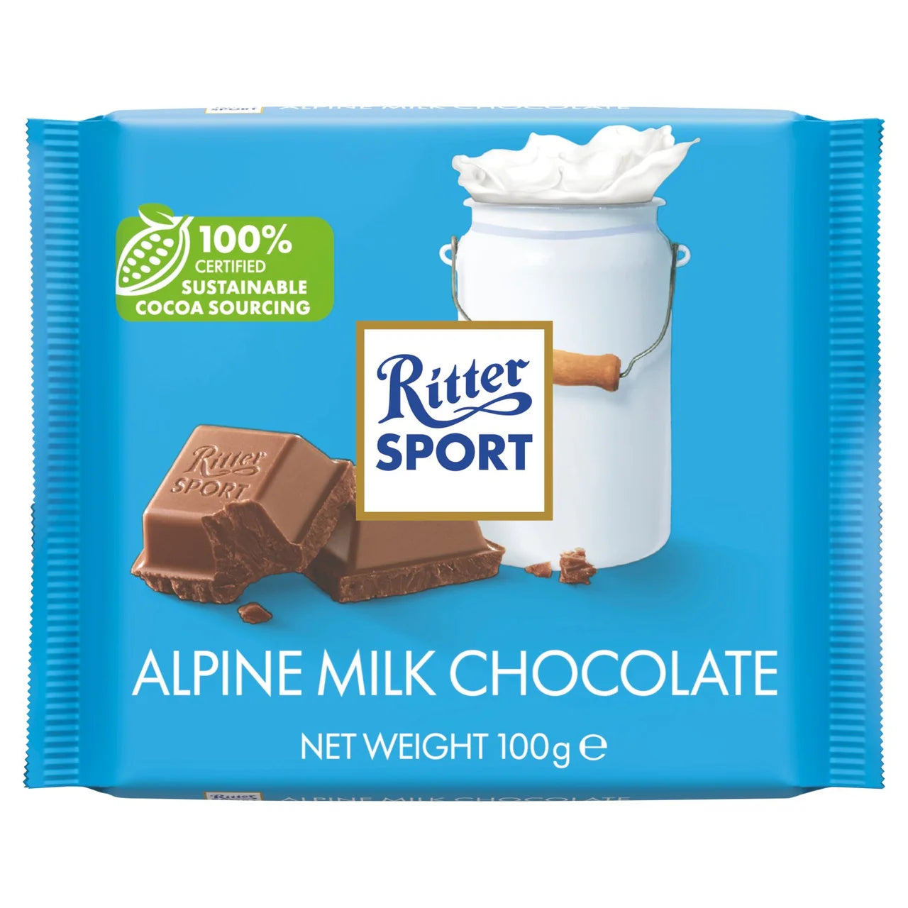 Ritter Sport Alpine Milk Chocolate 100g (Pack of 6)
