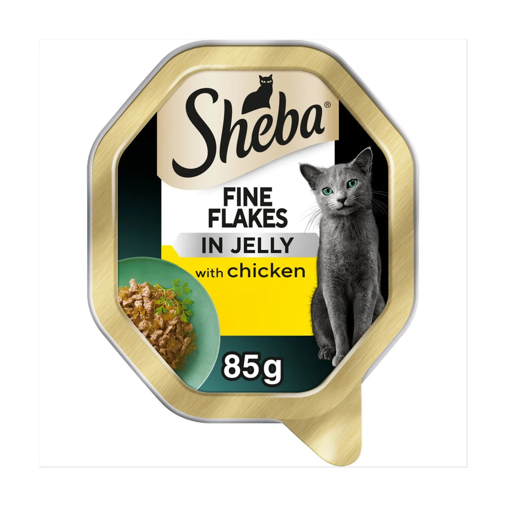 Sheba Fine Flakes Cat Tray with Chicken in Jelly 85g (Pack of 22)
