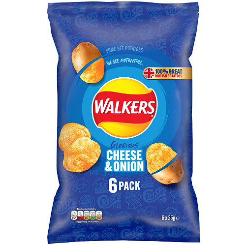 Walkers Cheese & Onion Multipack Crisps 6x25g (Pack of 1)