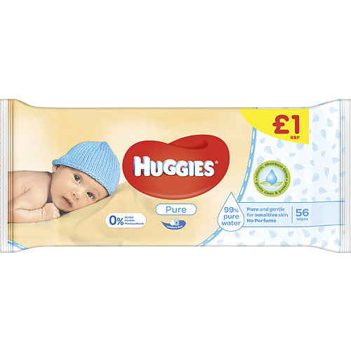 Huggies® Pure Baby Wipes PMP - 10 Pack (56 Wipes/Pack, 336 Wipes Total)