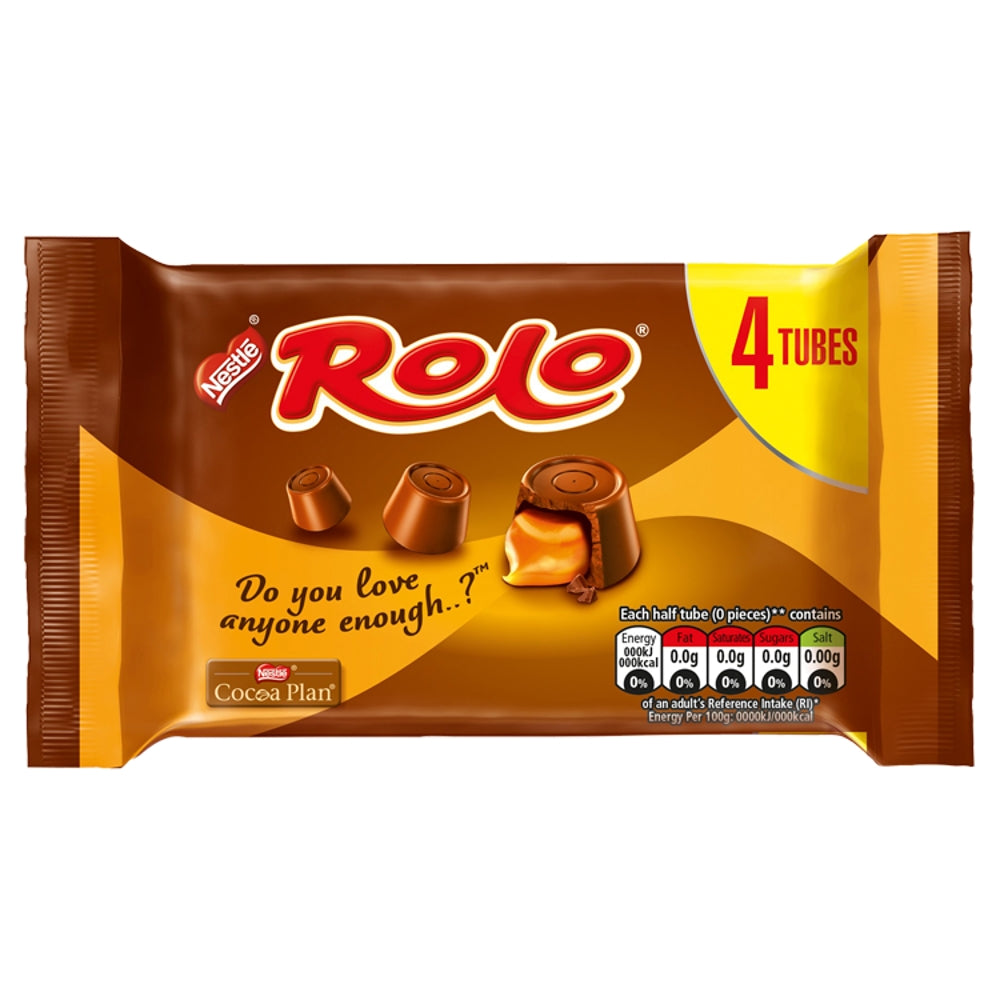Rolo Milk Chocolate & Toffee Tube 4 Pack Multipack 41.6g (Pack of 12)