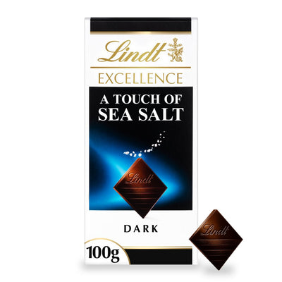 Lindt Excellence Dark Sea Salt Chocolate Bar 100g (Pack of 8)