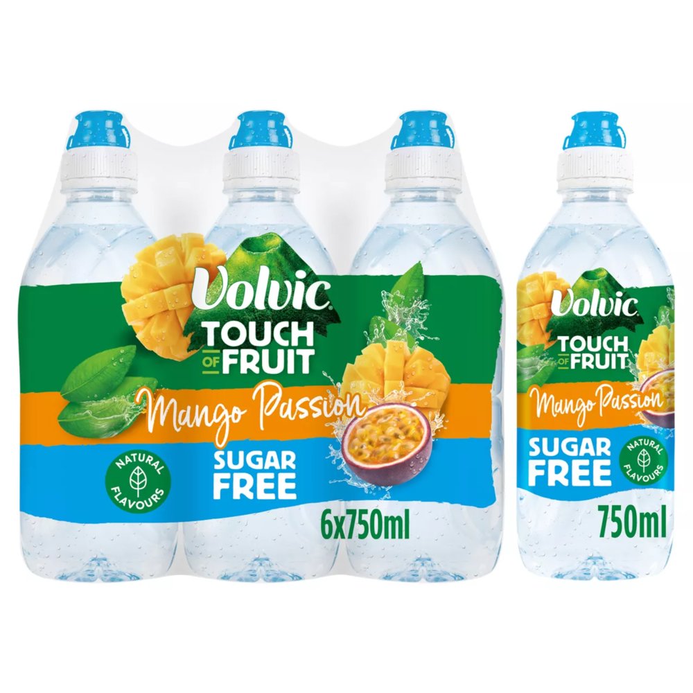 Volvic Touch of Fruit Sugar Free Special Edition Mango Passion Natural Flavoured Water 750ml (Pack of 6)