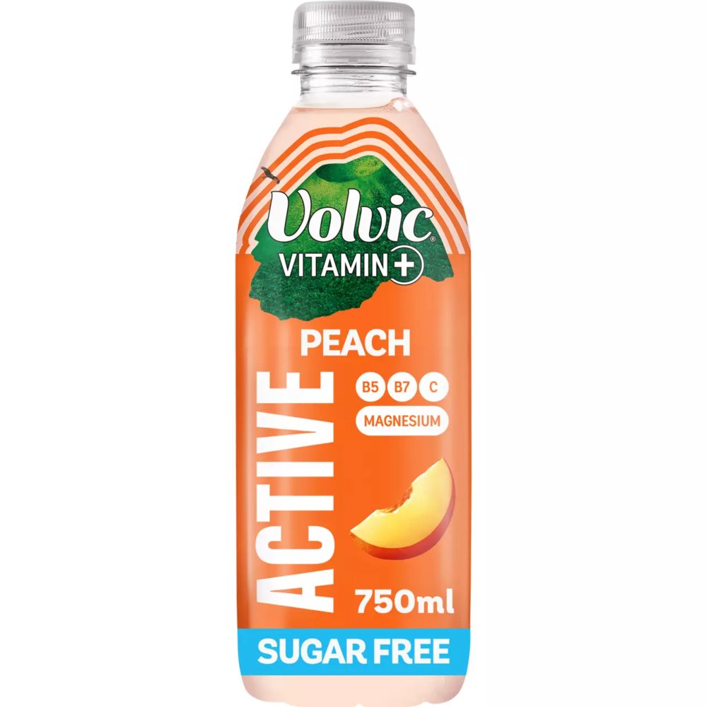 Volvic Vitamin + Peach Active - Vitamin Flavoured Water Sugar Free 750ml x 6
