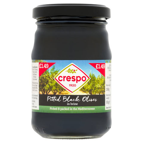 Crespo Pitted Black Olives in Brine 198g (Pack of 6)