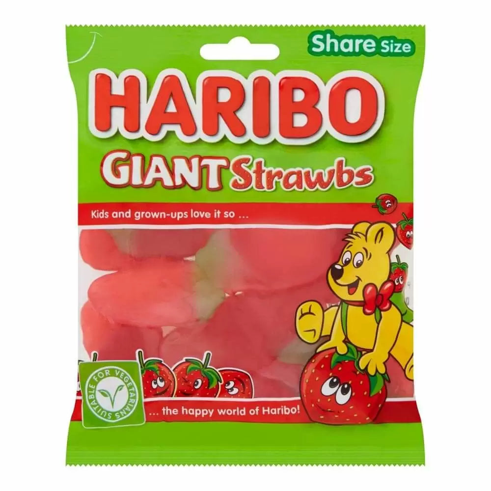 Haribo Giant Strawbs Share Bag 160g (Pack of 12)