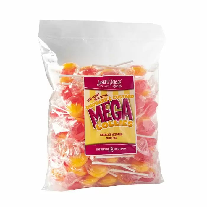 Dobsons Wrapped Rhubarb & Custard Mega Lollies 1.9kg (Pack of 1)