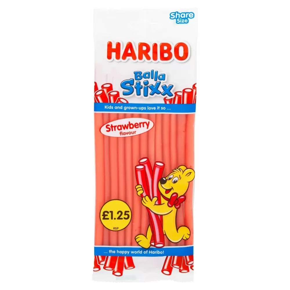 Haribo Strawberry Balla Stixx Bags 140g (Pack of 12)