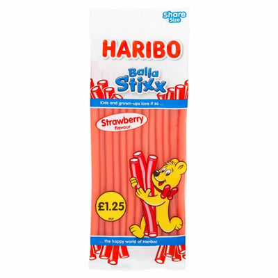 Haribo Strawberry Balla Stixx Bags 140g (Pack of 12)