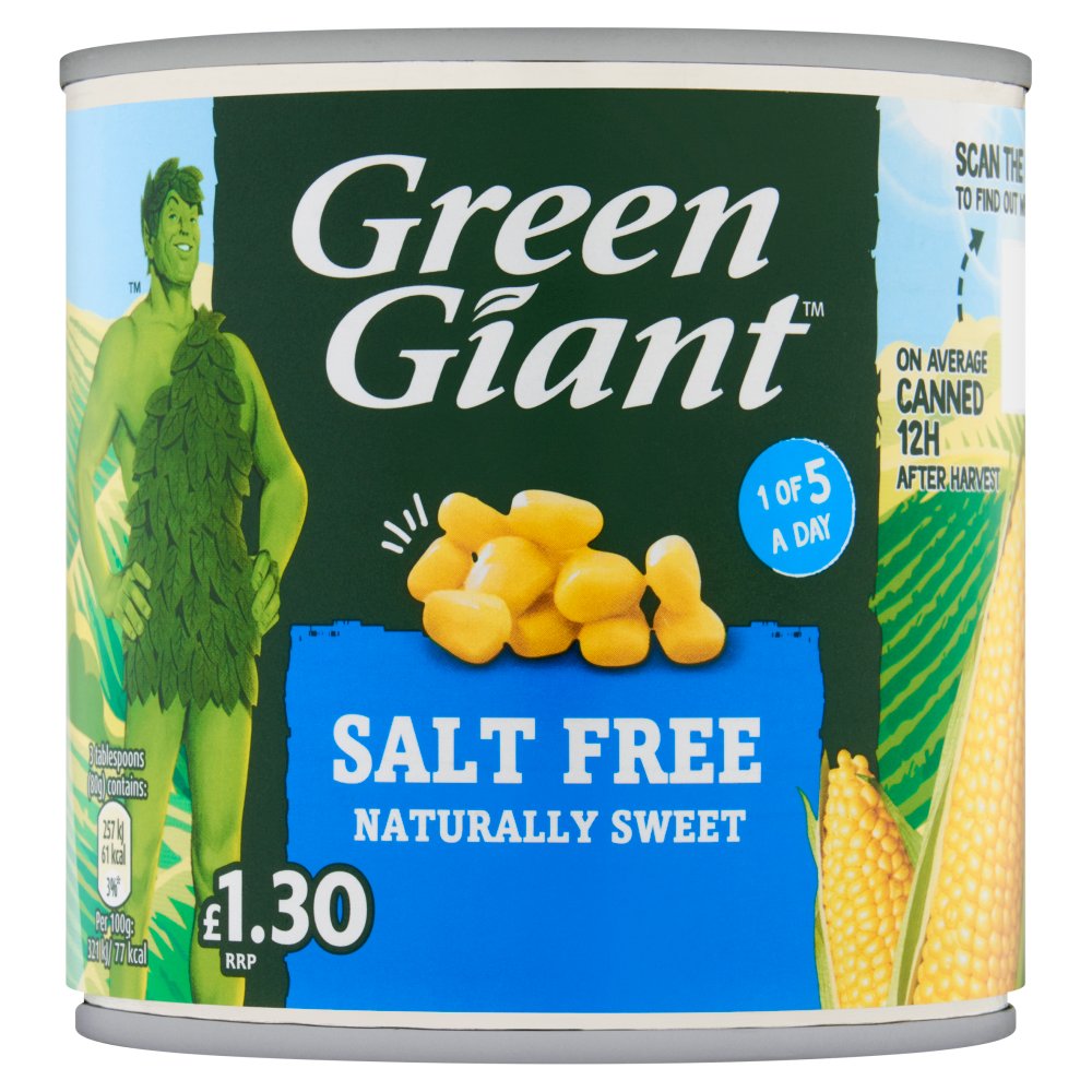 Green Giant Salt Free 340g (Pack of 12)