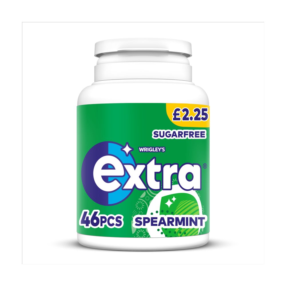 Extra Spearmint Chewing Gum Sugar Free Bottle 46 Pieces (Pack of 6)