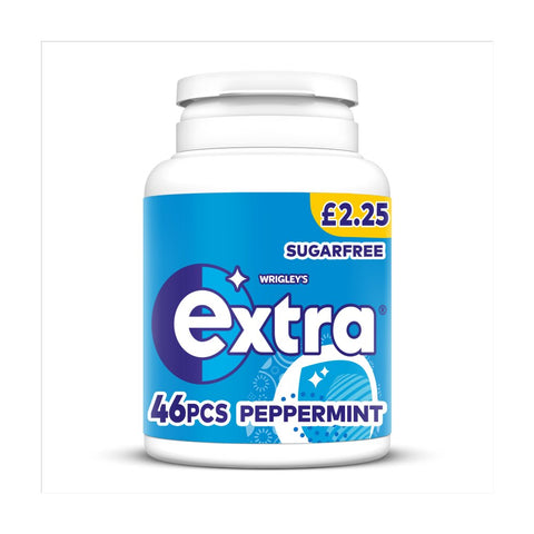 Extra Peppermint Chewing Gum Sugar Free Bottle 46 Pieces (Pack of 6)