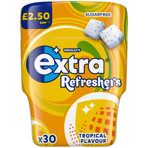 Extra Refreshers Tropical Flavour Sugarfree Chewing Gum 67g (Pack of 6)