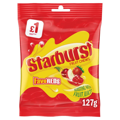 Starburst Fave Reds Vegan Chewy Sweets Fruit Flavoured Treat Bag (Pack of 12)