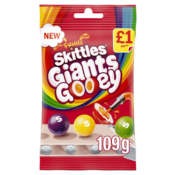 Skittles Giants Gooey Vegan Chewy Sweets Fruit Flavoured Treat Bag 109g  (Pack of 14)