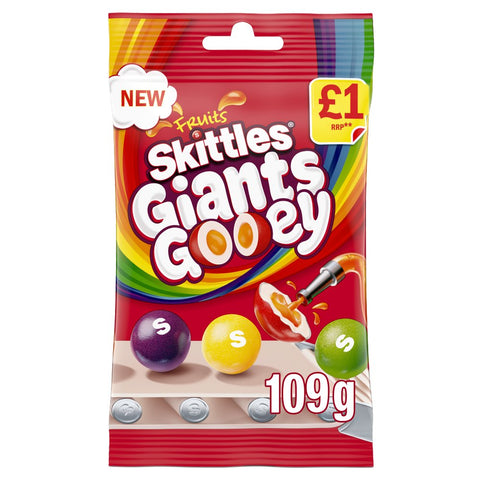 Skittles Giants Gooey Vegan Chewy Sweets Fruit Flavoured Treat Bag 109g  (Pack of 14)