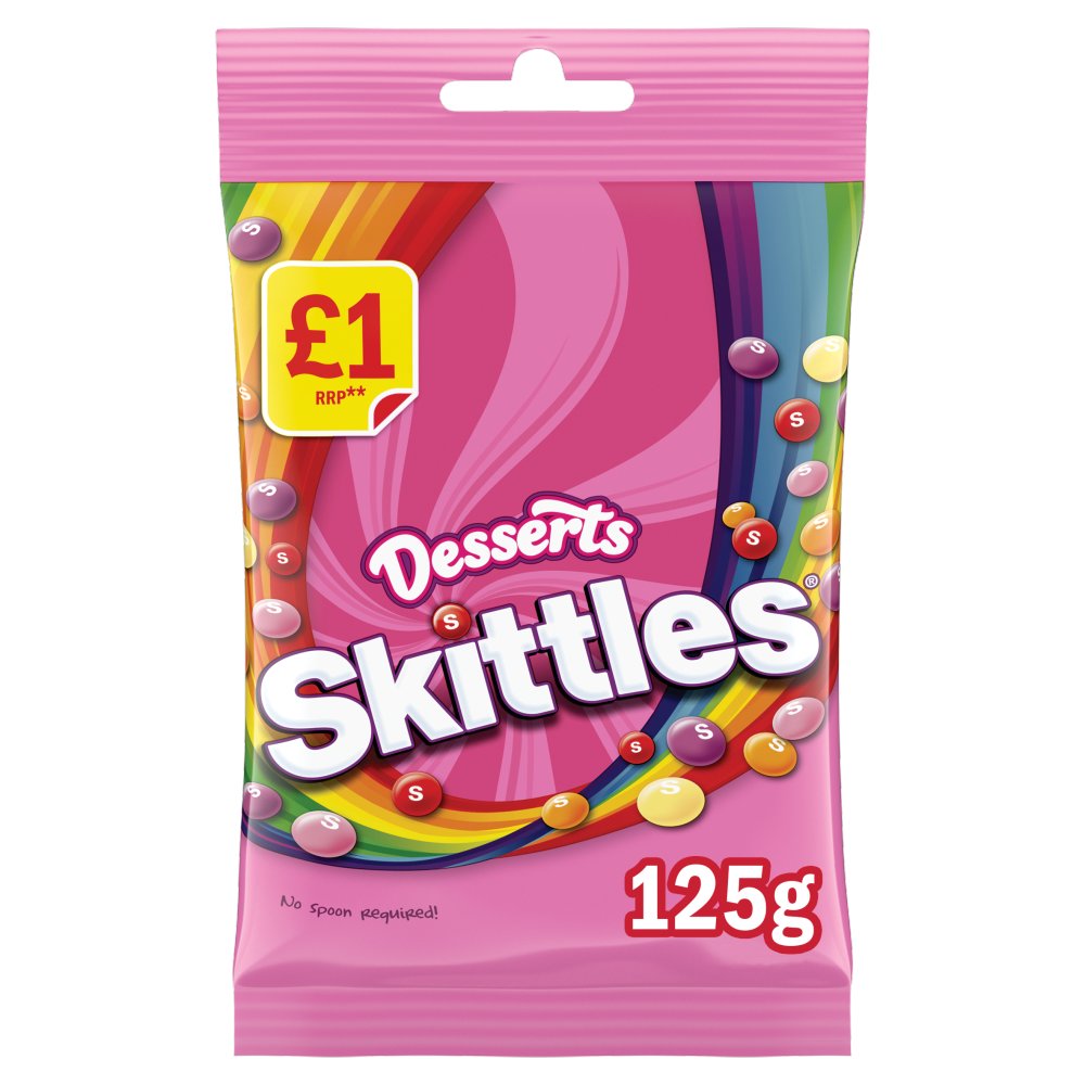 Skittles Vegan Sweets Dessert Flavoured Treat Bag 125g (Pack of 12)