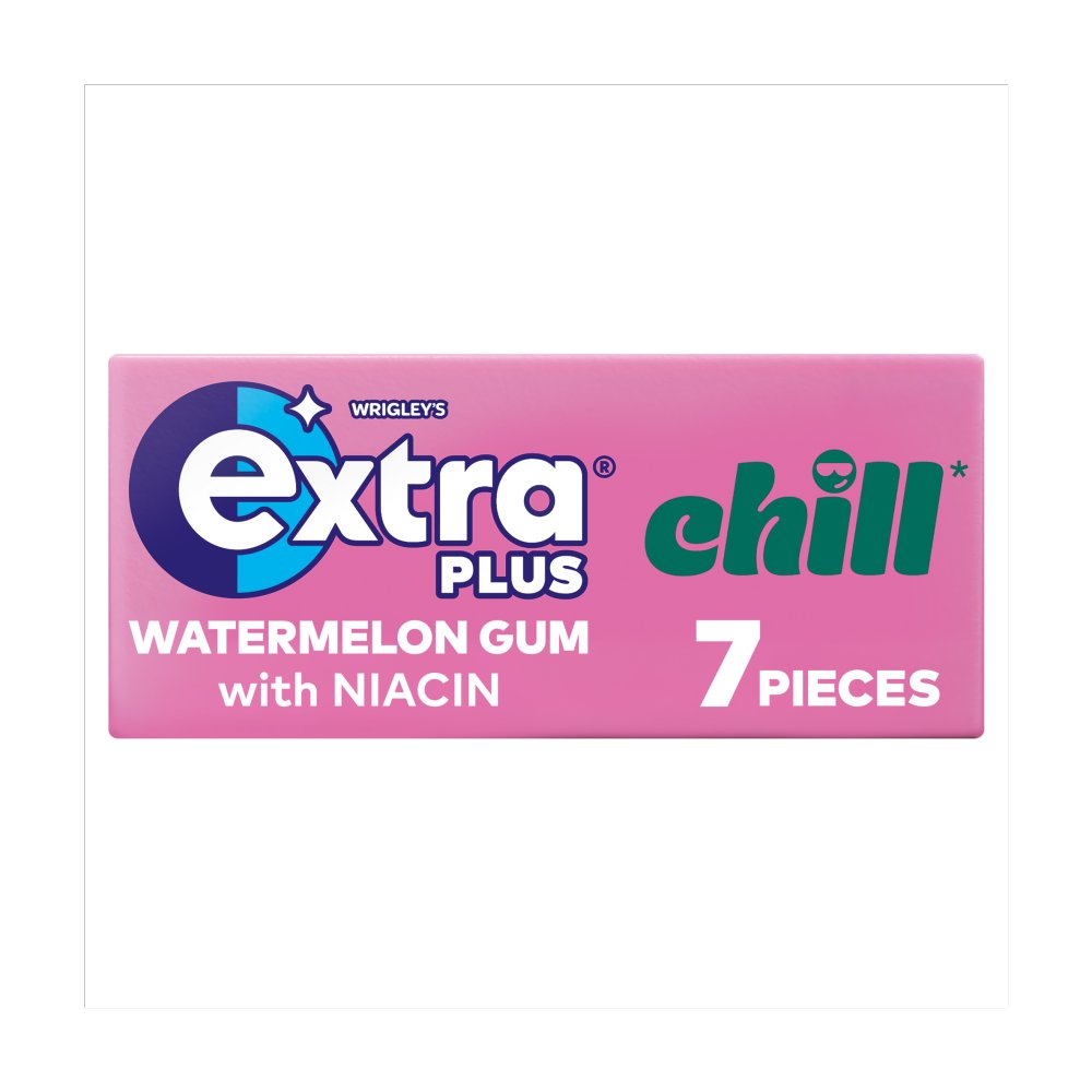 Extra plus 7 Watermelon Flavour Sugarfree Gum 15.6g (Pack of 16)