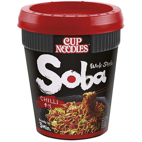 Nissin Soba Chilli Instant Wok Style Noodles Pot 92g (Pack of 8)