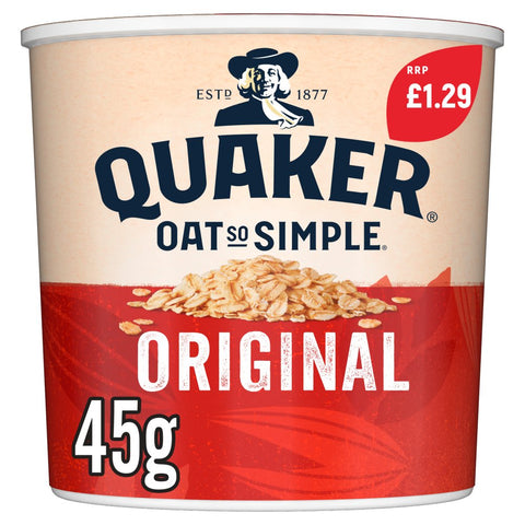 Quaker Oat So Simple Original Porridge Pot 45g (Pack of 8)