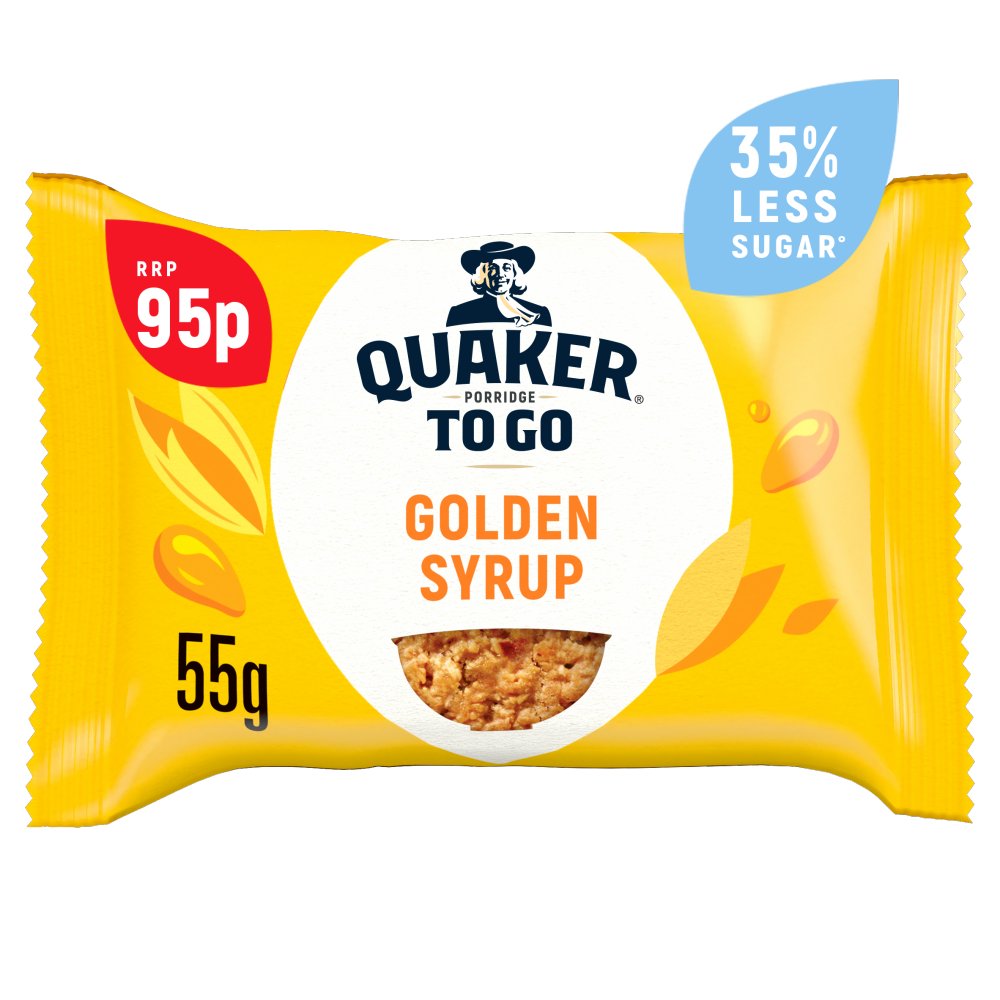Quaker Porridge To Go Golden Syrup Breakfast Bar 55g (Pack of 12)