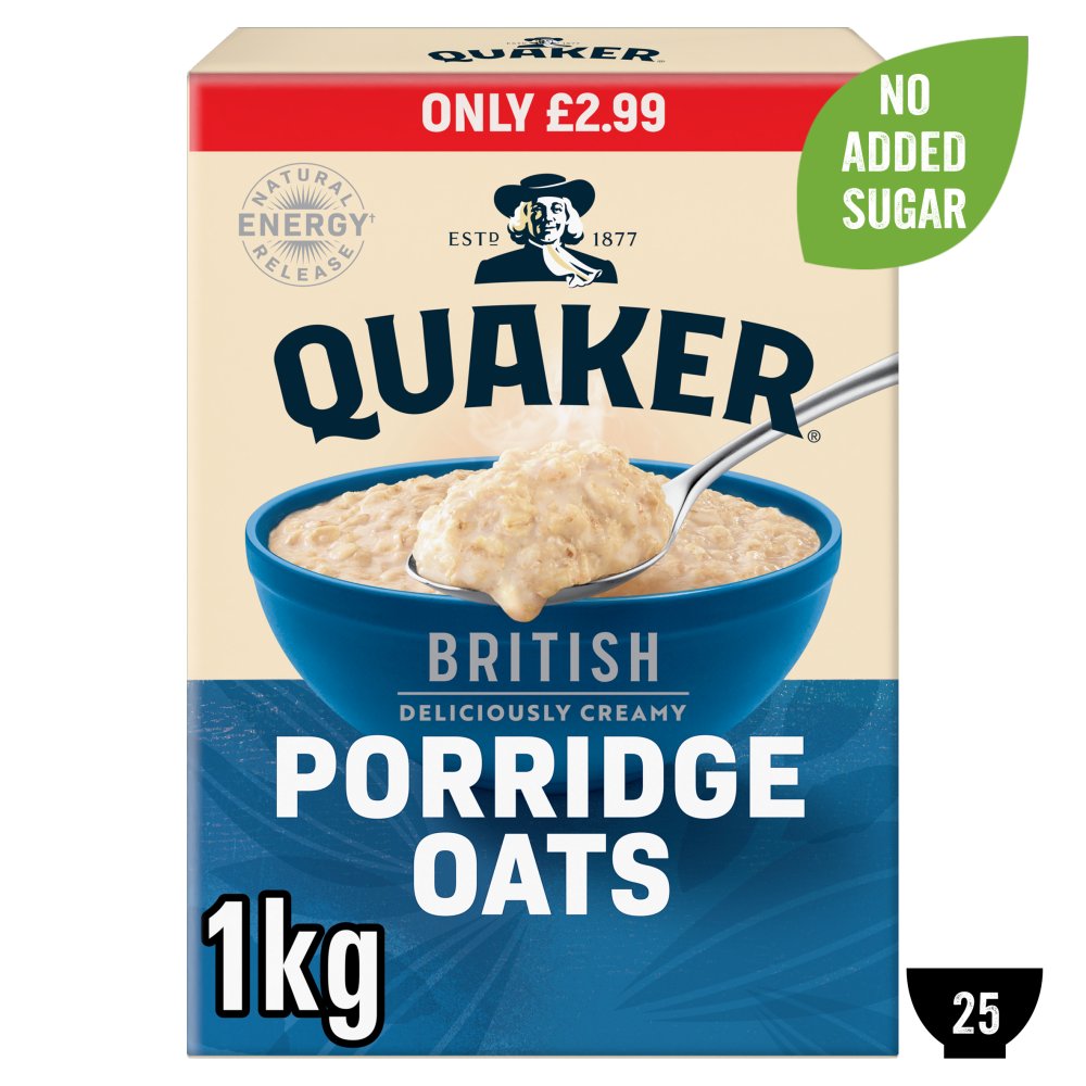 Quaker British Porridge Oats 1kg (Pack of 6)