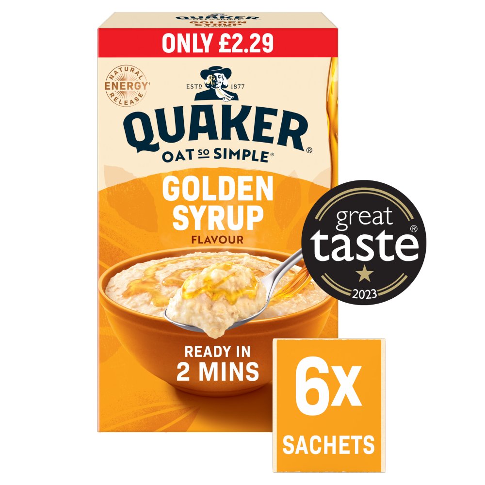 Quaker Oat So Simple Golden Syrup Porridge Sachets 6X36g (Pack of 8)