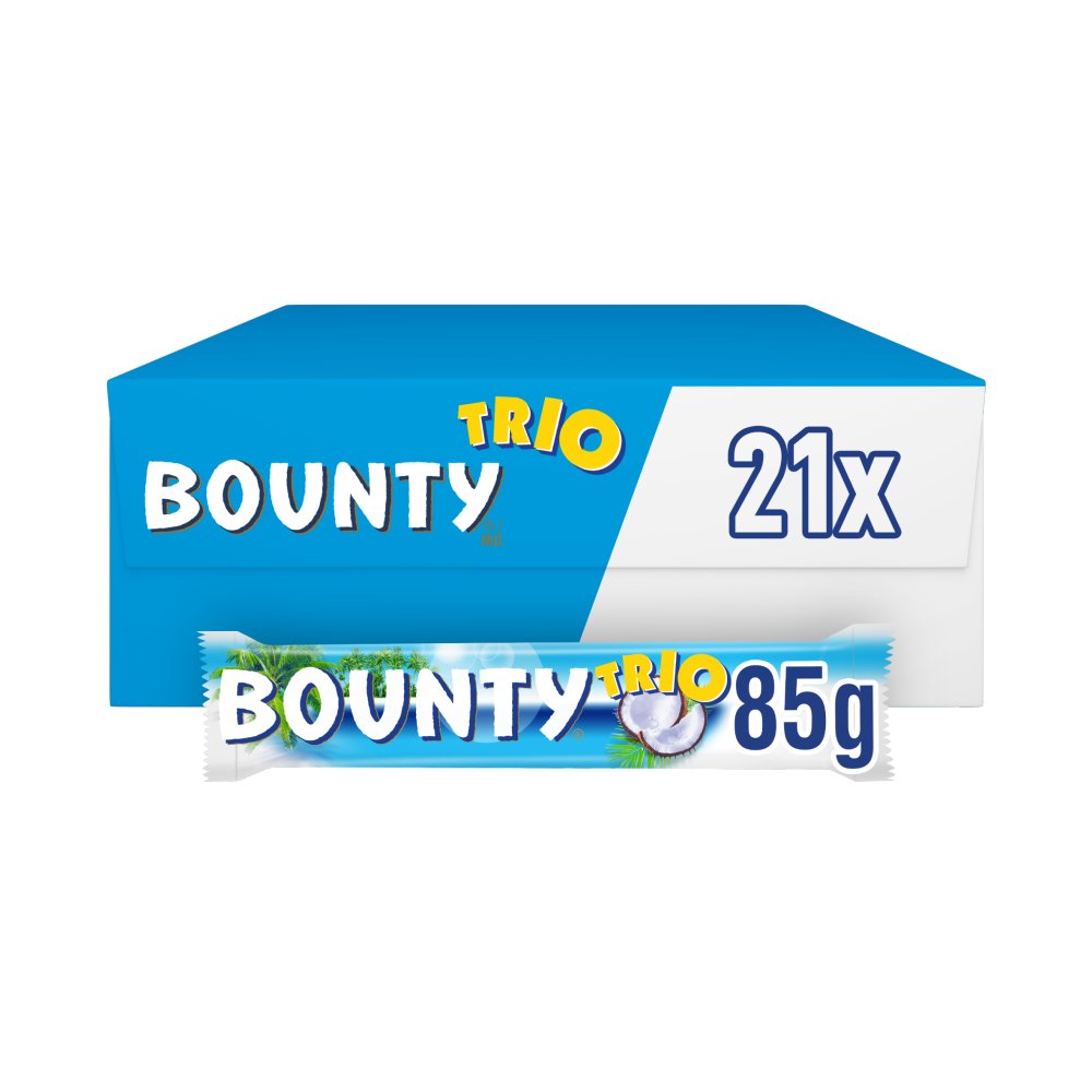 Bounty Trio Coconut Milk Chocolate Bar 85g (Pack of 21)