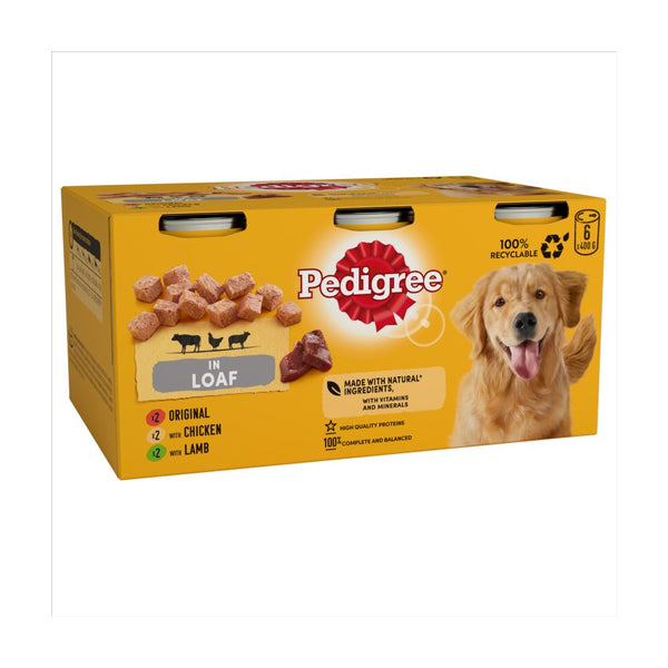 Pedigree Adult Wet Dog Food Tins Mixed in Loaf 6 x 400g (Pack of 1)