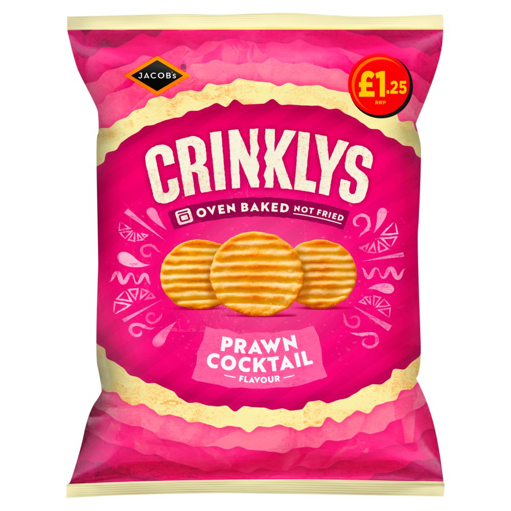 Jacob's Crinklys Prawn Cocktail Flavour 90g  (Pack of 15)