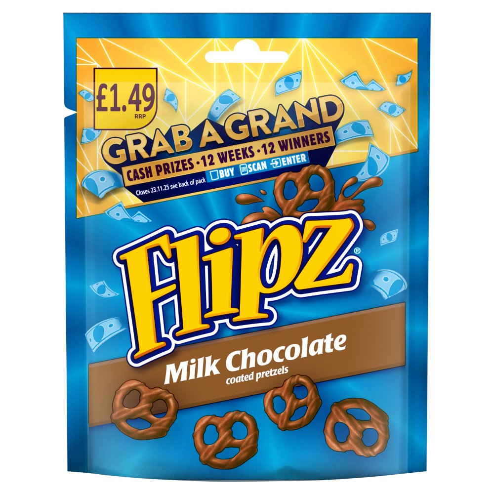 Flipz Milk Chocolate Coated Pretzel Snacks 80g (Pack of 12)