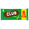 McVitie's Club Mint Chocolate Biscuit 6 Bars 22g (Pack of 12)