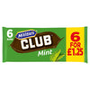 McVitie's Club Mint Chocolate Biscuit 6 Bars 22g (Pack of 12)
