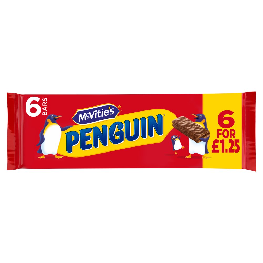 McVitie's Penguin Milk Chocolate Biscuit 6 Bars (148g) (Pack of 12)