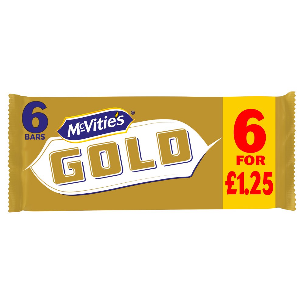 McVitie's Gold Caramel Flavour Biscuits 6 Bars (110g) (Pack of 12)