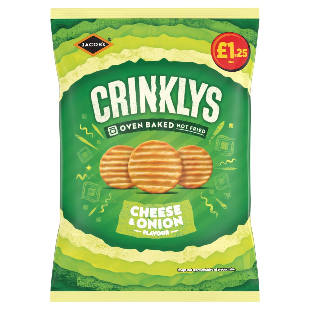 Jacob's Baked Crinklys Cheese & Onion Snacks 90g (Pack of 15)