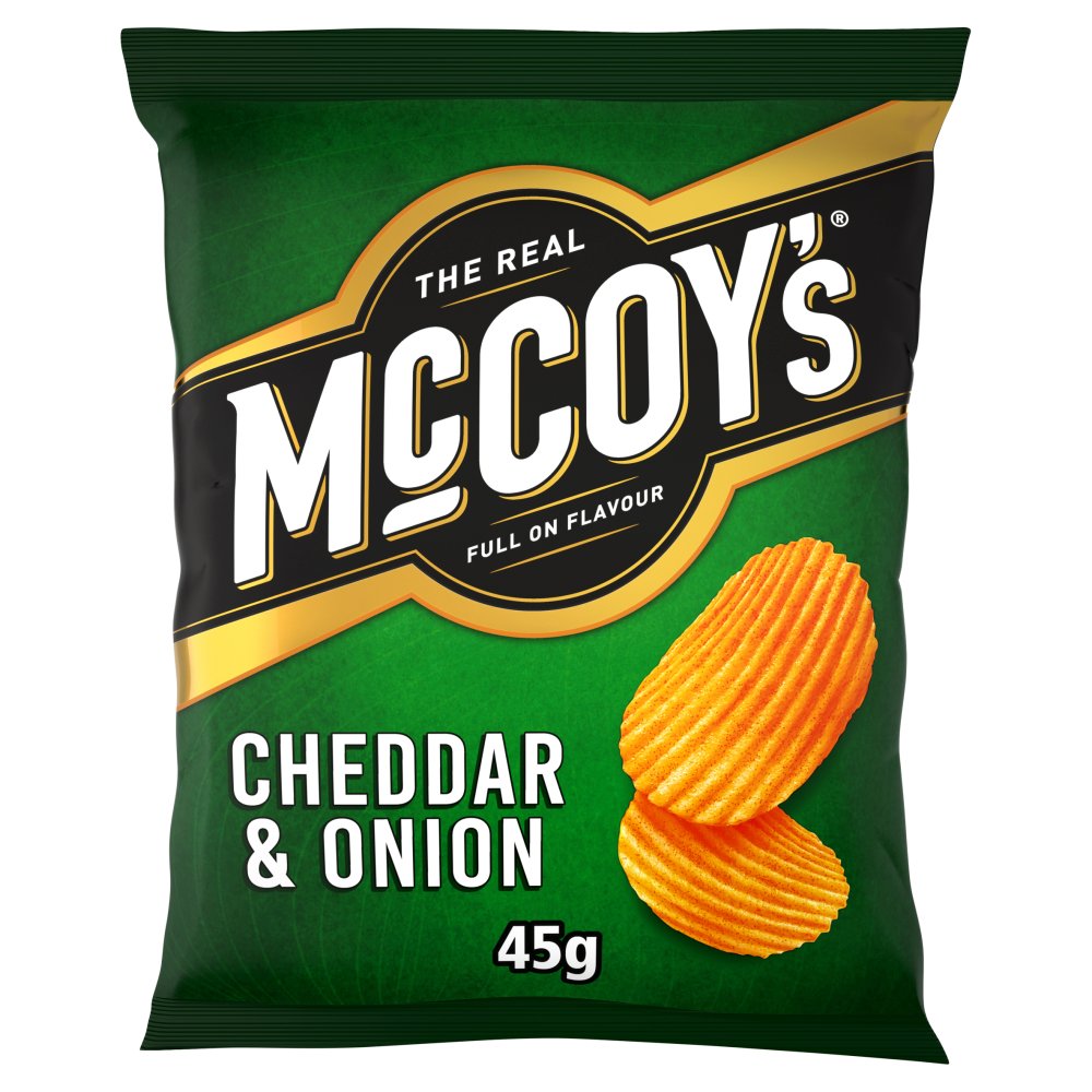 McCoy's­ Ridge Cut Cheddar & Onion Flavour Potato Crisps 45g (Pack of 26)