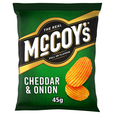 McCoy's­ Ridge Cut Cheddar & Onion Flavour Potato Crisps 45g (Pack of 26)