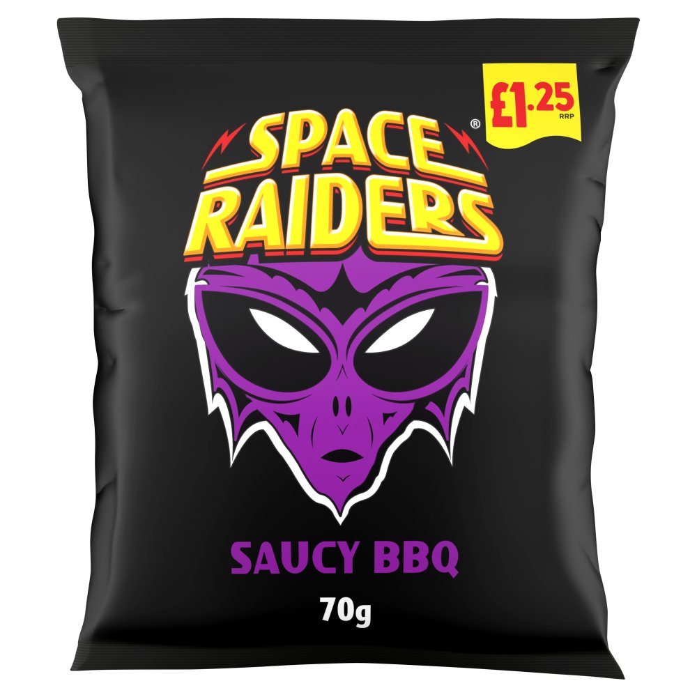 Space Raiders Saucy BBQ Crisps 70g (Pack of 20)