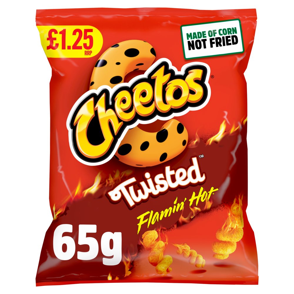 Cheetos Twisted Flamin' Hot Snacks Crisps 65g (Pack of 15)