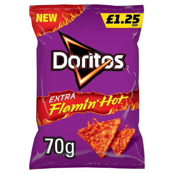 Doritos Extra Flamin' Hot Sharing Bag Crisps 70g (Pack of 15)